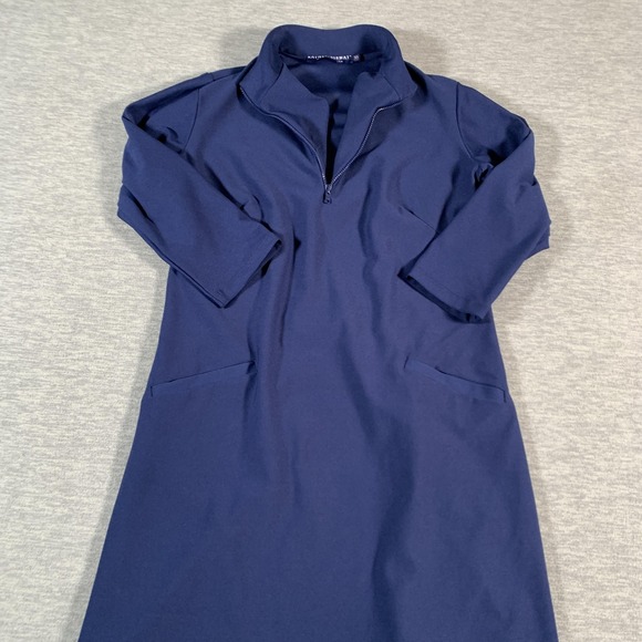 Katherine Way Dress Womens XS Navy Blue Stretch Pullover Pockets Quarter Zip USA - Picture 2 of 10